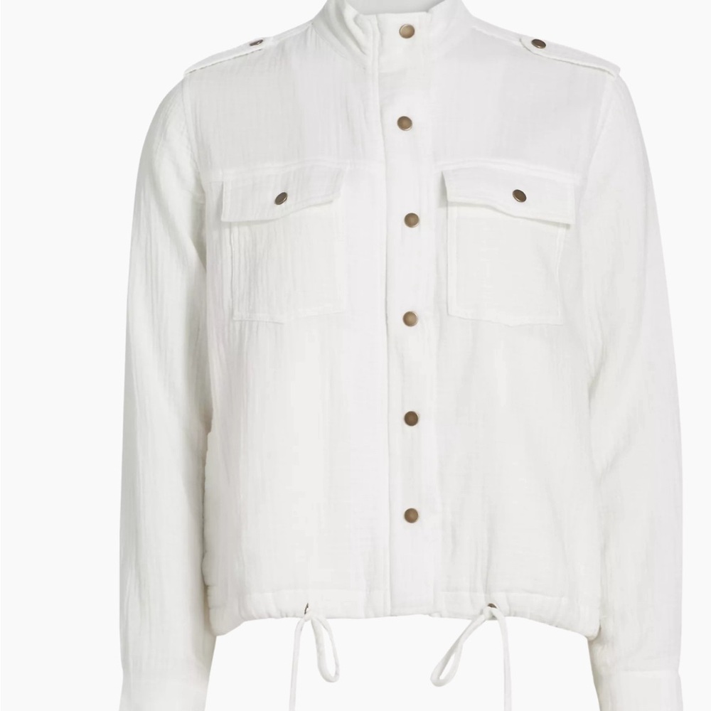 Rails White Cotton Military-Style Utility Jacket